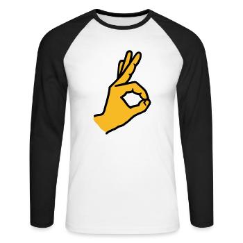 Finger - Unisex Long Sleeve Baseball T-Shirt - white/black - Front - Nik (191cm)
