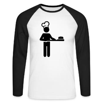 Boulanger - T-shirt baseball manches longues Homme - blanc/noir - Devant - Nik (191cm)