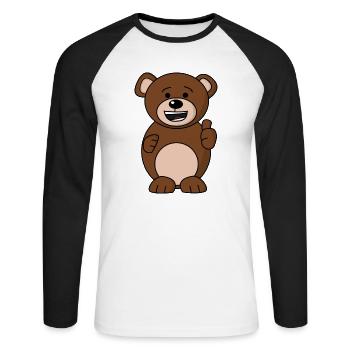 Bruno Ours Heureux - Orange - T-shirt baseball manches longues Homme - blanc/noir - Devant - Nik (191cm)