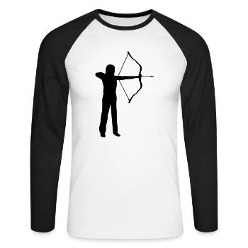 archery, archer - woman - T-shirt baseball manches longues Homme - blanc/noir - Devant - Nik (191cm)