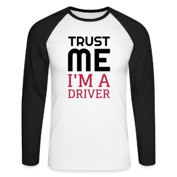 Fahrer Fahren Sport Auto Spieler - Unisex Baseballshirt langarm - Weiß/Schwarz - Vorne - Nik (191cm)