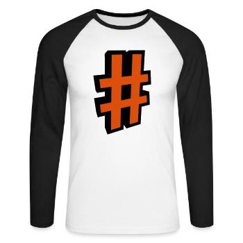 HASHTAG - Unisex Baseballshirt langarm - Weiß/Schwarz - Vorne - Nik (191cm)