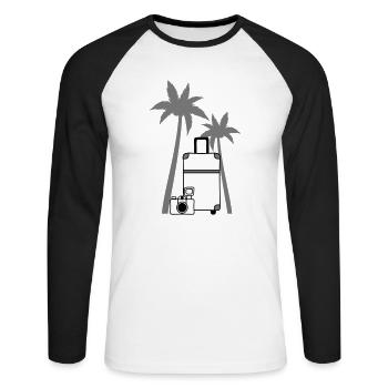 Camera Suitcase Palme - Unisex Long Sleeve Baseball T-Shirt - white/black - Front - Nik (191cm)