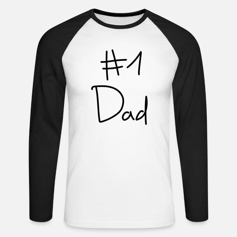 #1 Dad - Bester Vater - Unisex Baseballshirt langarm - Weiß/Schwarz