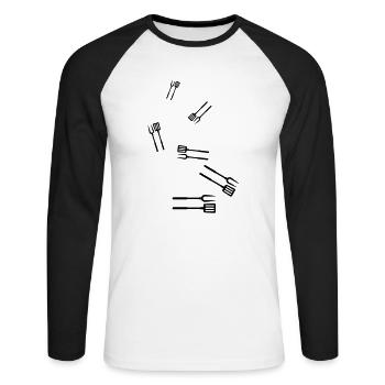 Grill tongs Grill Symbol - Unisex Long Sleeve Baseball T-Shirt - white/black - Front - Nik (191cm)