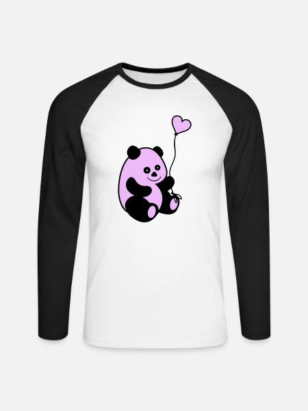 Panda Love - Unisex Long Sleeve Baseball T-Shirt - white/black