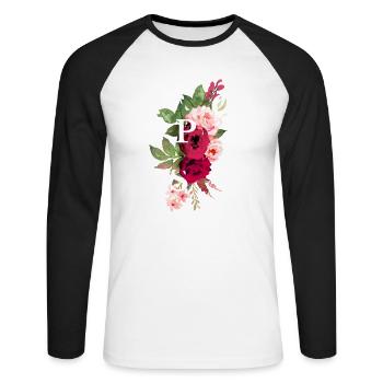 Hopes flowers - T-shirt baseball manches longues Homme - blanc/noir - Devant - Nik (191cm)