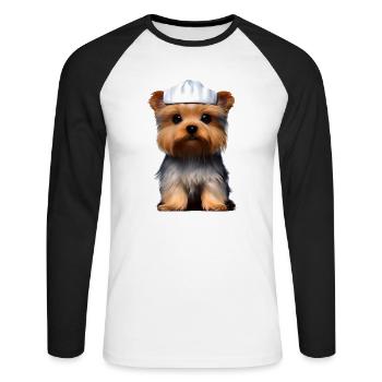 Yorkshire Terrier Cooking Puppy Restaurateur Dog - Unisex Long Sleeve Baseball T-Shirt - white/black - Front - Nik (191cm)