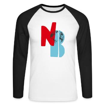 N O B II - Unisex Baseballshirt langarm - Weiß/Schwarz - Vorne - Nik (191cm)