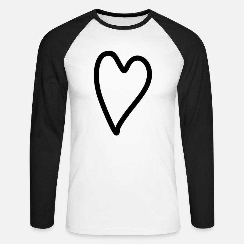 Herz einfach - Unisex Baseballshirt langarm - Weiß/Schwarz