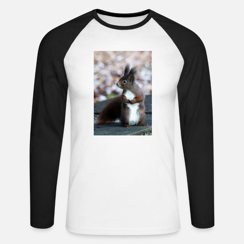 Eichhörnchen, Isibat - Unisex Baseballshirt langarm - Weiß/Schwarz