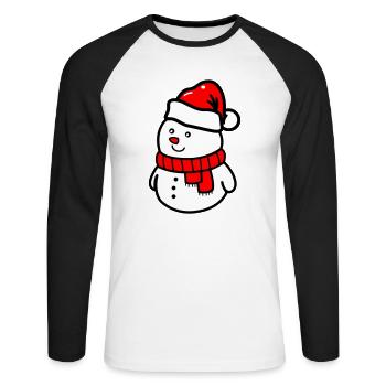schneemann - Unisex Baseballshirt langarm - Weiß/Schwarz - Vorne - Nik (191cm)