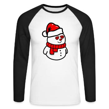 Schneemann Sonnenbrille - Unisex Baseballshirt langarm - Weiß/Schwarz - Vorne - Nik (191cm)