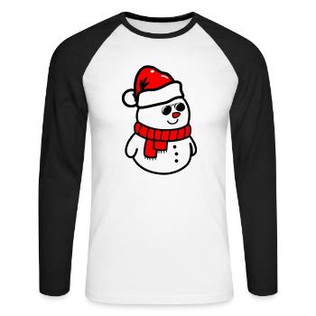 schneemann sonnenbrille - Unisex Baseballshirt langarm - Weiß/Schwarz - Vorne - Nik (191cm)