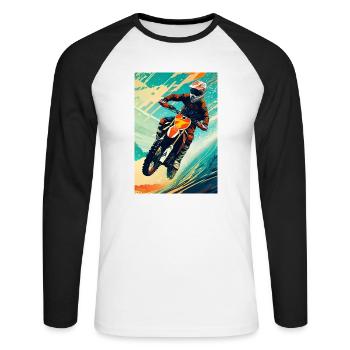 Motocross I - T-shirt baseball manches longues Homme - blanc/noir - Devant - Nik (191cm)
