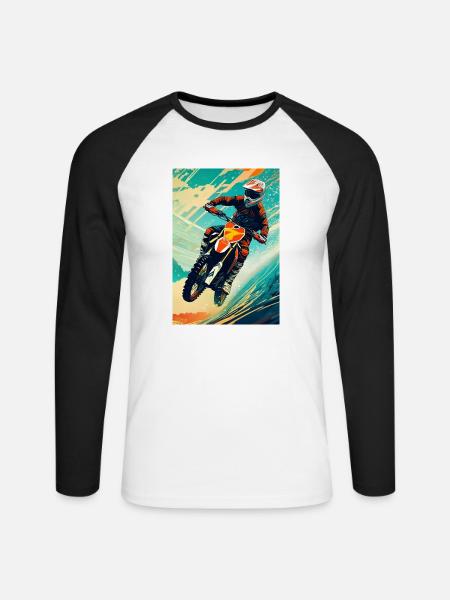 Motocross I - Unisex Long Sleeve Baseball T-Shirt - white/black
