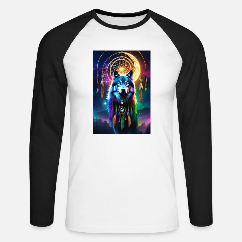 Wolf on your Side - Unisex Baseballshirt langarm - Weiß/Schwarz