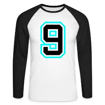 Symbole à 9 chiffres - T-shirt baseball manches longues Homme - blanc/noir - Devant - Nik (191cm)