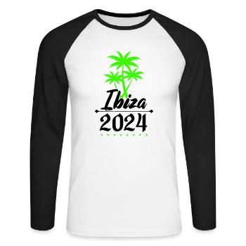 ibiza 2024 palmen - Unisex Baseballshirt langarm - Weiß/Schwarz - Vorne - Nik (191cm)