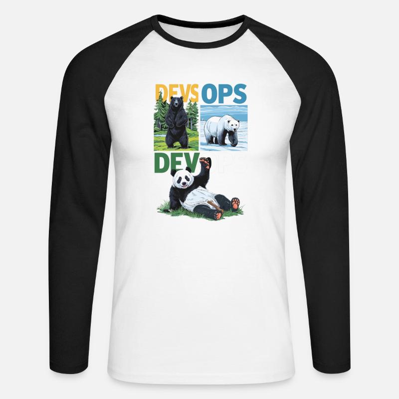 Devops - Unisex Baseballshirt langarm - Weiß/Schwarz