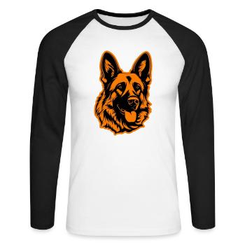 German Shepherd Dog Head - Unisex Long Sleeve Baseball T-Shirt - white/black - Front - Nik (191cm)