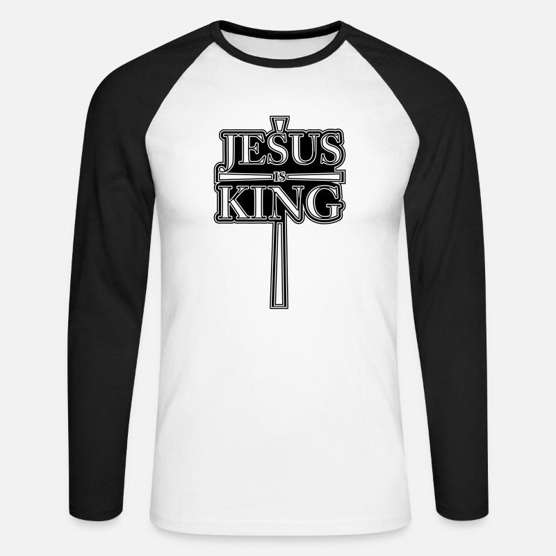 jesus is king 1 - Unisex Baseballshirt langarm - Weiß/Schwarz