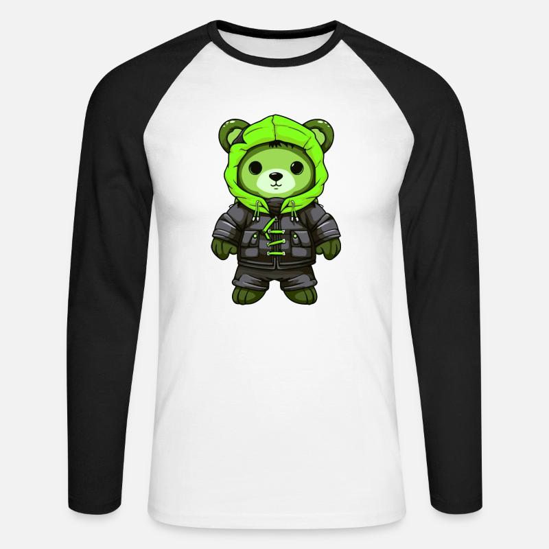 Bär Winter Comic - Unisex Baseballshirt langarm - Weiß/Schwarz