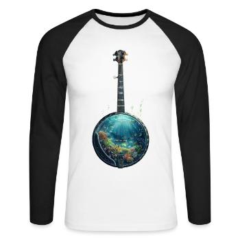 Fish Banjo - Unisex Long Sleeve Baseball T-Shirt - white/black - Front - Nik (191cm)