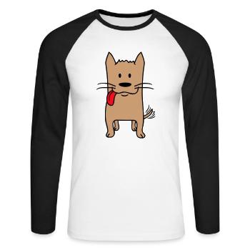Dog Tongue Out Happy Cute Wiggling - Unisex Long Sleeve Baseball T-Shirt - white/black - Front - Nik (191cm)