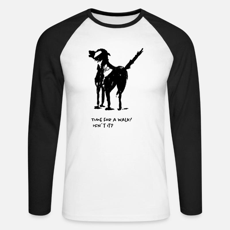 Time for a walk - Unisex Baseballshirt langarm - Weiß/Schwarz