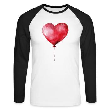 Herz Ballon Geburtstag Liebe - Unisex Baseballshirt langarm - Weiß/Schwarz - Vorne - Nik (191cm)