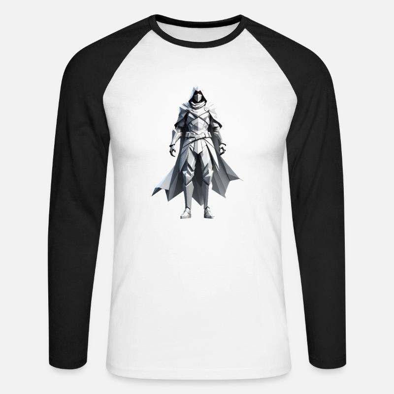 Assassin - Low Poly Videogame Design - Unisex Baseballshirt langarm - Weiß/Schwarz