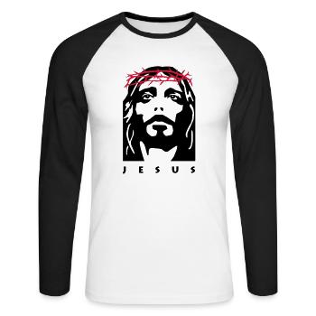 jesus - T-shirt baseball manches longues Homme - blanc/noir - Devant - Nik (191cm)
