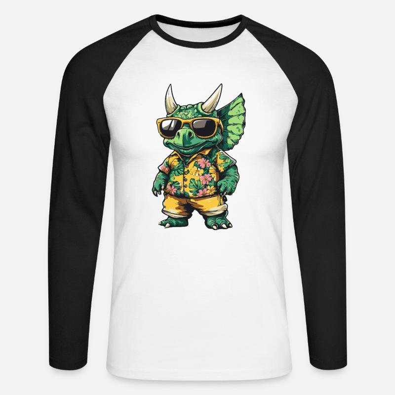 Dinosaurier triceratops Comic Urlaub - Unisex Baseballshirt langarm - Weiß/Schwarz