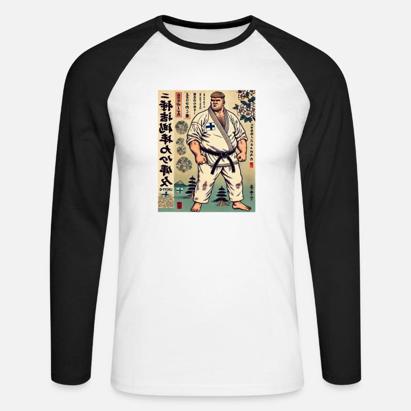 MAESTRO di Karate Finlandese - Maglia da baseball a manica lunga da uomo - bianco/nero