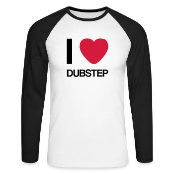 J'AIME idée cadeau Dubstep- - T-shirt baseball manches longues Homme - blanc/noir - Devant - Nik (191cm)