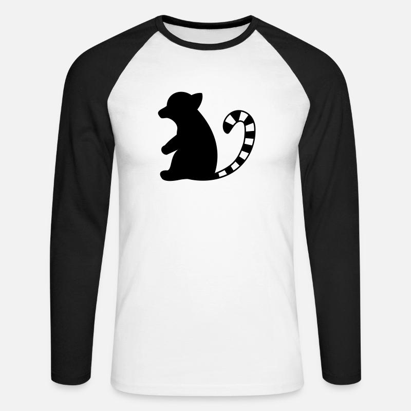 Affe - Katta Lemure - Unisex Baseballshirt langarm - Weiß/Schwarz