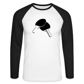 raquette de tennis de table - T-shirt baseball manches longues Homme - blanc/noir - Devant - Nik (191cm)
