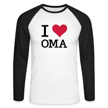 I Love Oma Großmutter Grandma Mutter Kult Motiv - Unisex Baseballshirt langarm - Weiß/Schwarz - Vorne - Nik (191cm)