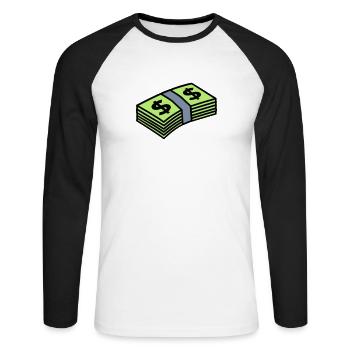 Money dollars 3 colors - Unisex Baseballshirt langarm - Weiß/Schwarz - Vorne - Nik (191cm)