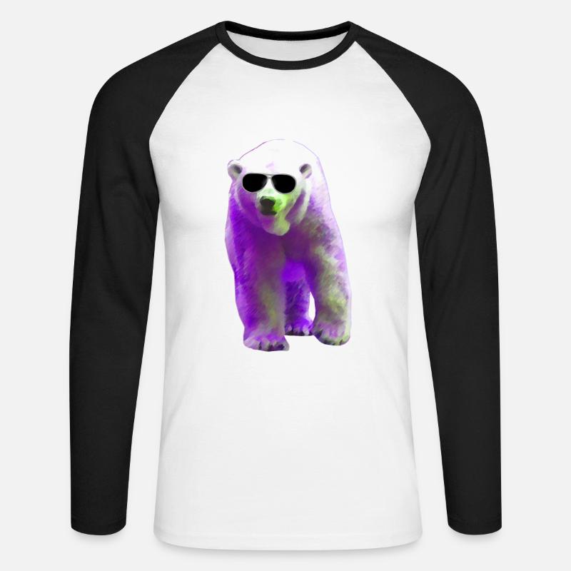 Polar Bear - Eisbär - Unisex Baseballshirt langarm - Weiß/Schwarz