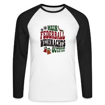 Federballer Weihnachten Federballspieler Spieler - Unisex Baseballshirt langarm - Weiß/Schwarz - Vorne - Nik (191cm)
