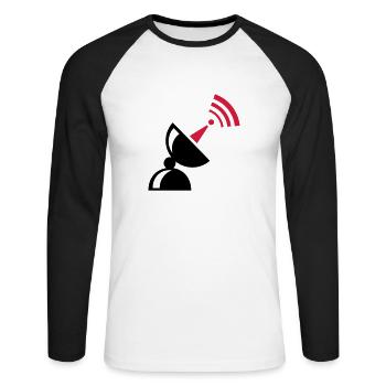 La station de radio pour les nerds - T-shirt baseball manches longues Homme - blanc/noir - Devant - Nik (191cm)