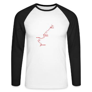 Olive OstwandTopo Watzmann T-Shirts - Unisex Baseballshirt langarm - Weiß/Schwarz - Vorne - Nik (191cm)