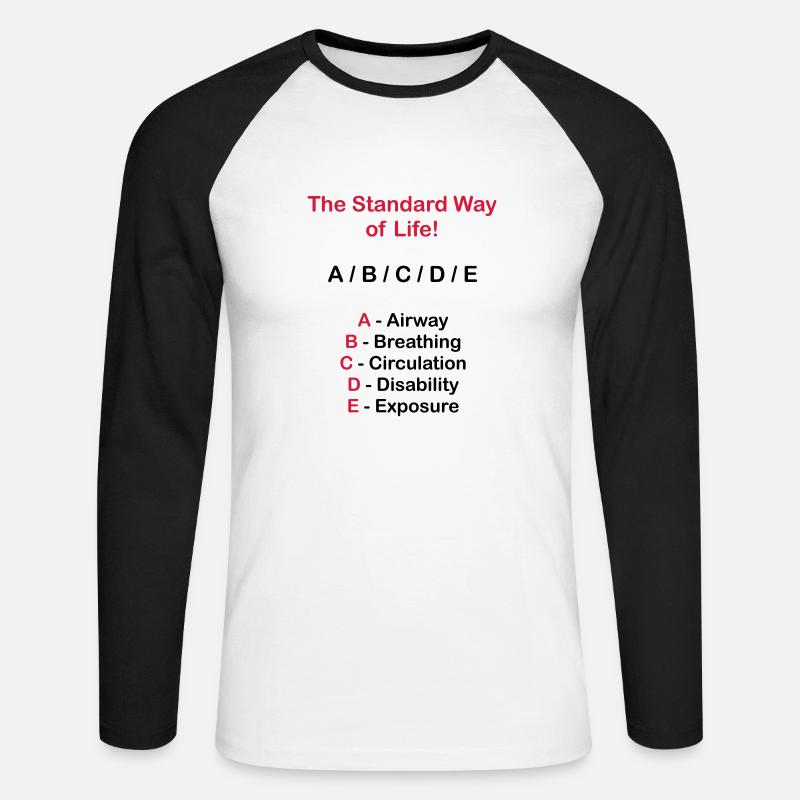Rettungsdienst ABC Schema - Unisex Baseballshirt langarm - Weiß/Schwarz