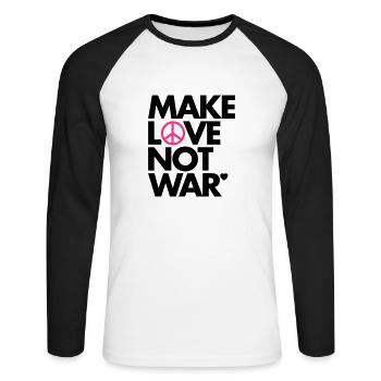 Make love not war - Unisex Long Sleeve Baseball T-Shirt - white/black - Front - Nik (191cm)