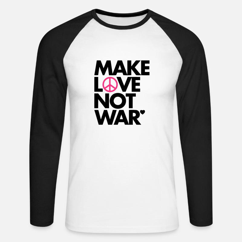 Make Love Not War - Unisex Baseballshirt langarm - Weiß/Schwarz