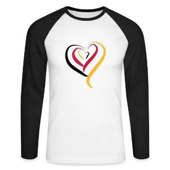 Deutschland Herz - Unisex Baseballshirt langarm - Weiß/Schwarz - Vorne - Nik (191cm)