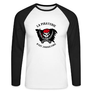 pirate - T-shirt baseball manches longues Homme - blanc/noir - Devant - Nik (191cm)