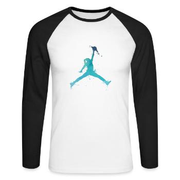 Volley-ball Beach Volley cadeau - T-shirt baseball manches longues Homme - blanc/noir - Devant - Nik (191cm)